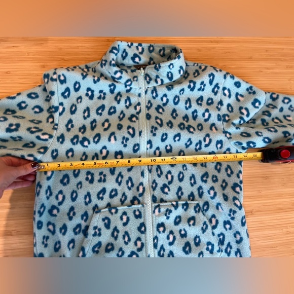 Eddie Bauer Girls Fleece Winter Jacket Size XL Pockets Full Zipper Blue Leopard - Picture 6 of 8